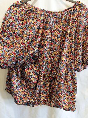 Old Navy Women’s 3X Floral Puff Sleeve Blouse Multicolor Boho Peasant Top